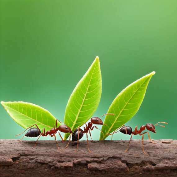 ants carrying leaves