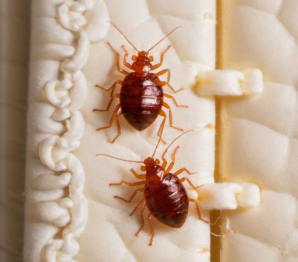 Bed Bugs on a mattress seam